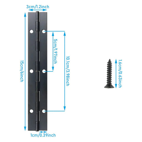 Rock Solid Heavy Duty Piano Hinges For Cabinet And Closet Doors Thick 304 Stainless Steel Continuous Hardware dimensions with screw.