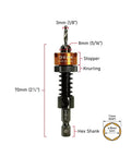 Depth Adjustable Countersink Drill Bit With Tool Free Depth Adjustment And Knurled Lock Collar Set, showing dimensions and features.