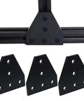 No Fuss Tough As Nails 2020 Aluminum Extrusion Connector Kit With 50 Locking T-Nuts, M5 X 8 Hex Bolts, And Heavy Duty Adjustable Wrench For Fast Custom Frames And DIY Builds, showing black angle connectors.