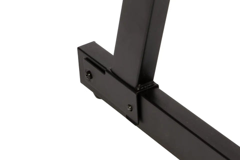 Close-up of Heavy Duty Folding Z Keyboard Stand With Adjustable Height From 23.5 To 36.5 Inches Double Center Brace in black metal
