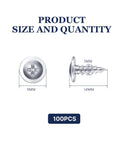 100 Pack Number 8 X 1/2 Phillips Truss Head Screws Built Tough Galvanized Carbon Steel Rust Busting Heavy Duty Deck Siding Fasteners Zinc Finish Easy Install Workhorse Hardware For Wood Working Projects showing dimensions and quantity.