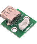 Close-up of USB 2.0 Female To PH 2.0 Pitch Terminal Adapter Board on green PCB for prototyping in a 5 pack