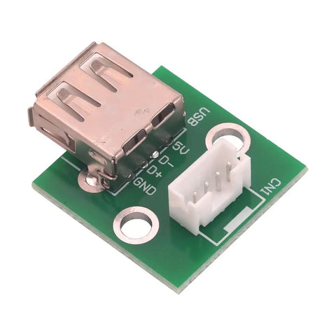 Close-up of USB 2.0 Female To PH 2.0 Pitch Terminal Adapter Board on green PCB for prototyping in a 5 pack