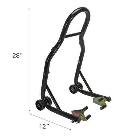 Sport Bike Front And Rear Lift Stand With Spool Style And Triple Tree Attachment, Fork Cradle Or Headlift Design, 28x12 inches