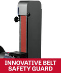 Bad Boy Workhorse 8 Inch Angle Grinder And 2 X 48 Belt Sander Combo safety guard showing innovative design for secure use.