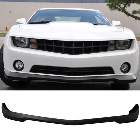 Front view of 2010-2013 Chevrolet Camaro with Front Bumper Lip For 2010-2013 Chevrolet Camaro V6 SS Style Unpainted Black PU