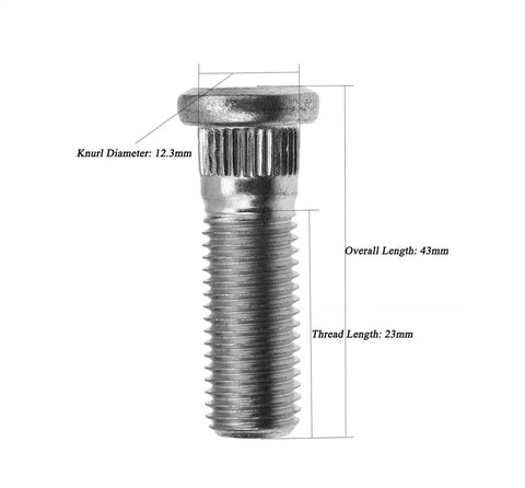 10Pcs M12x1.5 Wheel Studs 43mm Lug Bolts for Honda Accord Civic CRV CRX Fit HRV Insight Element Prelude S2000 Acura Integra