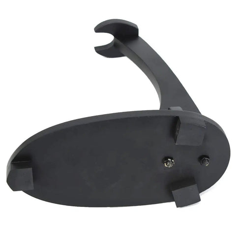 Vertical Sword Stand For Samurai Katana And Wakizashi Display In All Black Wood Swan Shape Holder base close-up view