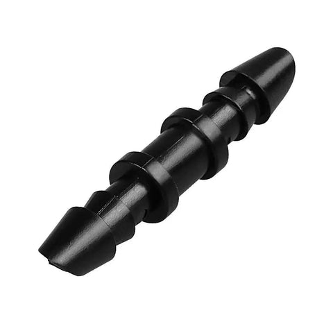 Close-up of a single barbed coupling from the Hundred Piece Drip Irrigation Barbed Couplings Set for One Quarter Inch Tubing