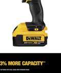 Badass Compact 20V Max Cordless Impact Wrench Kit With 3/8 Inch Drive, Battery Fuel Gauge Display, Triple LED Task Lights, And Rugged Hog Ring Handle For Tight Jobsite Cranking battery pack side view with fuel gauge display