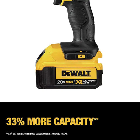 Badass Compact 20V Max Cordless Impact Wrench Kit With 3/8 Inch Drive, Battery Fuel Gauge Display, Triple LED Task Lights, And Rugged Hog Ring Handle For Tight Jobsite Cranking battery pack side view with fuel gauge display