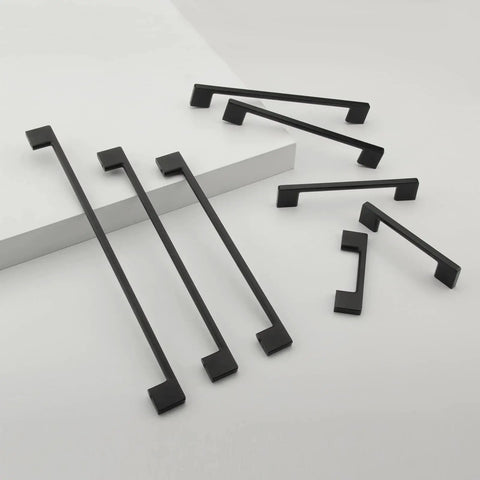 Rock Solid Matte Black Cabinet Handles And Drawer Pulls Bringing A Clean Five Inch Screw Layout Cast From Heavy Duty Zinc Alloy For Quick Kitchen Cupboard And Furniture Fix Ups Delivered With A Silky Grip Feel And Year Round Stamina At A Wallet Friendly showing ten stylish matte black handles.