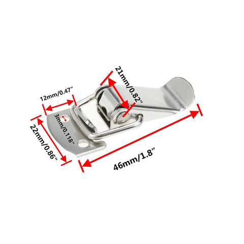 Mini Stainless Steel Toggle Latch Set For Toolbox Drawer Cases Chests Durable Heavy Duty Anti Corrosion Latches dimensions shown