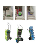 Heavy Duty Electric Stair Climber Cart That Totally Crushes Heavy Loads And Makes Moving Furniture Or Kegs Up Down Stairs A Breeze For Any Home Renovation Crew on stairs with various loads.