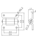 Dang Solid 304 Stainless Steel Tool Box Hinge For Trailers And Pickup Trucks Smooth Swing Design detailed technical drawing