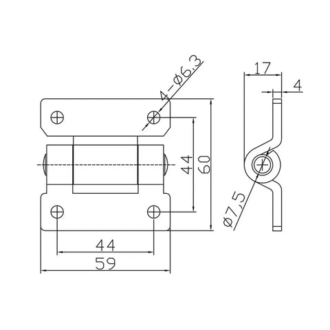 Dang Solid 304 Stainless Steel Tool Box Hinge For Trailers And Pickup Trucks Smooth Swing Design detailed technical drawing