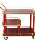 Solid As A Rock Three Tier Serving Cart Heavy Duty Kitchen Utility Trolley with Stainless Steel Accents on wheels, 870x450x900mm.
