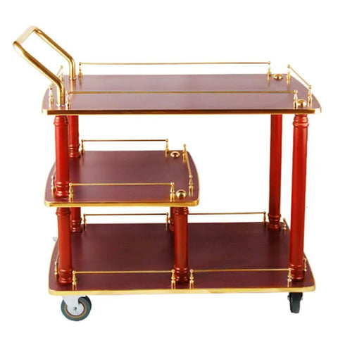 Solid As A Rock Three Tier Serving Cart Heavy Duty Kitchen Utility Trolley with Stainless Steel Accents on wheels, 870x450x900mm.