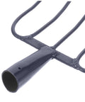 Close-up view of dark blue iron tines on Multi Functional Manure Fork With Iron Construction For Efficient Lawn Maintenance And Gardening.