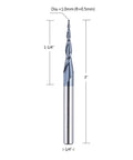 Amazon SpeTool tapered ball nose spiral router bit, 1.0 mm tip, 0.5 mm radius, steel shank