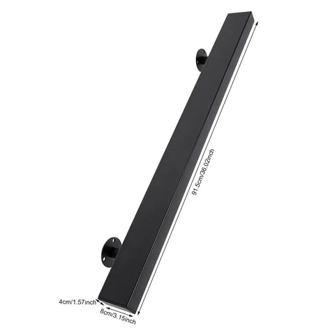 Flush Wall Mount Stair Handrail Heavy Duty Stainless Steel Safety Rail sleek black 36 inch length for support on stairs.
