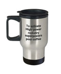 Road-Trip Ready 14 Oz Stainless Steel Travel Mug with easy-grip handle, slide lid, quirky text, insulated, fits cup holders