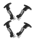 Heavy Duty Rubber Latch Kit 4 Pieces With Stainless Steel Buckles And Draw Latches shown in black and silver.