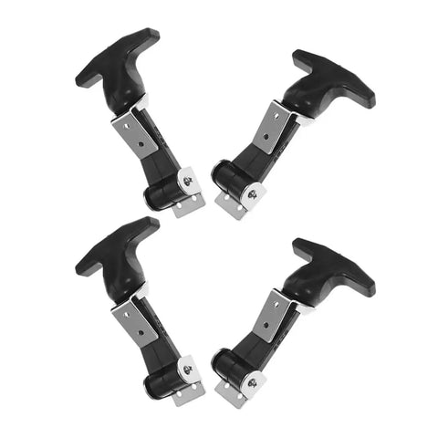 Heavy Duty Rubber Latch Kit 4 Pieces With Stainless Steel Buckles And Draw Latches shown in black and silver.