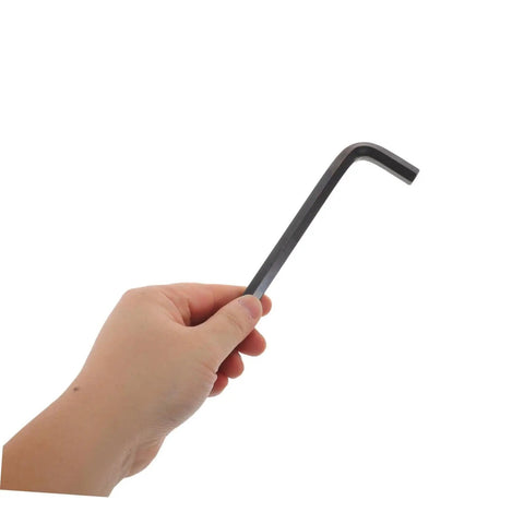 Kichvoe Premium Hex Key Wrench Set With Ball End Design And Long Arm Build For Precision Screw Repair Plus Industrial Maintenance Tasks In Electronics And Bike Fixes High Carbon Steel Metric Tools. Single black long-arm hex key held in hand