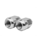Chrome Wheel Lug Stud Nut Set 12x1.50 For Honda And Acura Vehicles 4 Piece Direct Fit Ready To Roll, close-up of two chrome lug nuts