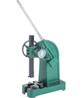 5 Ton Ratcheting Arbor Press Heavy Cast Iron Shop Press With 12 Inch Throat showing green iron frame and ratcheting lever.