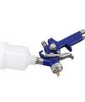 Heavy Duty Gravity Feed Hvp Spray Gun With 1.0Mm Brass Nozzle serving smooth as butter coverage, featuring a blue body and 100ml cup.