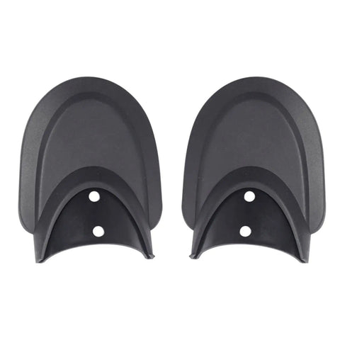 Pair of electric scooter rear mud flaps, fishtail style, made from high-density durable rubber with easy install holes, front view.