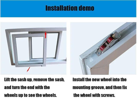Installation demo of Badass U Groove Double Wheel Pulleys Featuring Slick Nylon Rollers For No Sweat Sliding Doors Windows And Cabinet Hardware.