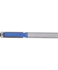 Heavy Duty Flush Trim Router Bit With Carbide Cutter And Top Bearing Guide For Smooth Woodworking Trimming and Chamfering Tasks Using 1/4 Inch Shank Tool, side view showing cutter and shank design.