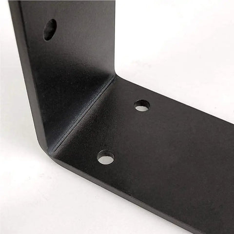 Tough As A Nail Wall Mounted Shelf Brackets Heavy Duty Angle Corner Brackets close-up of solid iron frame with mounting holes