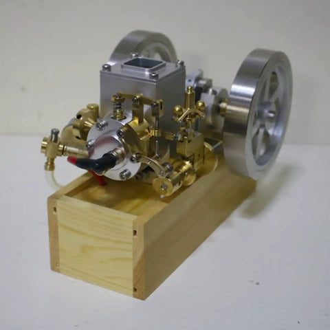 Real Deal Hit And Miss Engine Model Kit With Working Water Cooled Combustion System and Flywheel Speed Limiter, brass and aluminum.