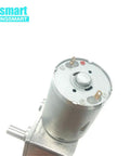 12V 30RPM DC Worm Gear Motor JGY370 all metal gears self locking turbine reducer with high torque visible from top angle