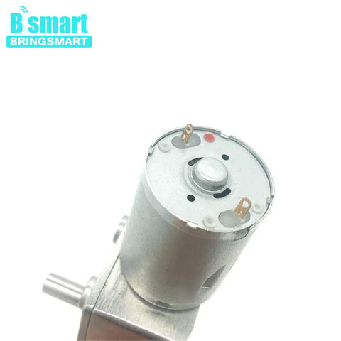 12V 30RPM DC Worm Gear Motor JGY370 all metal gears self locking turbine reducer with high torque visible from top angle