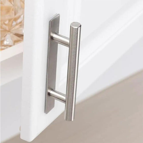 Self Adhesive Door Handle Pulls 2 Pack Aluminum Alloy Brushed Silver 150x25mm Sliding Door Handles For Cabinets Gates Garden Sheds No Drill Install Durable Water Resistant Easy Grip on white door