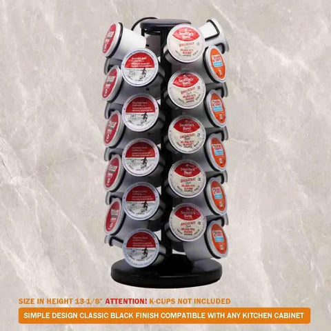 Sturdy 40 Pod K Cup Carousel Organizer For Coffee Pods, Metal K Cup Holder Stand With 360 Degree Access, Countertop Storage Rack In Black Finish