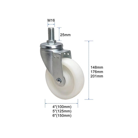 Heavy Duty Caster Wheels With Brake MX Threaded Stem Swivel Casters for Furniture Workbench and Cart Use, 4in wheel
