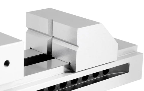 3 Inch Precision Screwless Vise Hardened Jaw With Ultra Accurate 0.0002 Inch Tolerance, Heavy Duty Clamp for Milling and Machining, Wide 0 to 3.94 Inch Jaw Opening, Built Tough for Long Lasting Precision, close-up hardened jaw