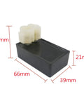 CDI Box Ignition Control Module For GY6 50cc To 150cc Engines Fits Moped Scooter ATV Quad Go Kart Dirt Bike with dimensions.