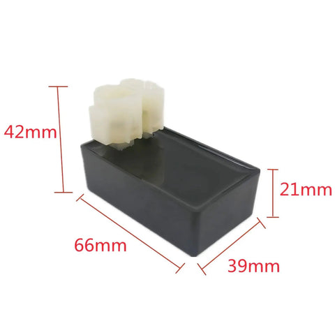 CDI Box Ignition Control Module For GY6 50cc To 150cc Engines Fits Moped Scooter ATV Quad Go Kart Dirt Bike with dimensions.