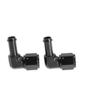 Female AN6 To Three Eighths Inch Hose Fittings With 90 Degree Swivel And Side Port Swivel Seal For Oil Fuel Water Gas And Air Lines Rugged Aluminum Black 2 Pack, black aluminum elbow pair