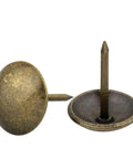 Top Shelf 100 Piece Set Of Antique Bronze Upholstery Nails And Decorative Furniture Tacks showing detailed tacks with smooth hammered faces.