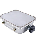 7 Liter Stainless Steel Fuel Tank For Gasoline And Diesel Parking Heaters, Beefed Up Sealed Neck Design, Compatible With Webasto And Eberspacher Heaters, Includes Copper Screws, Seals, Rubber Fuel Tube, And Cap, shown from side angle