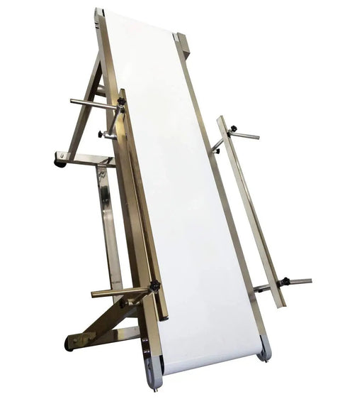 PVC Flat Conveyor Belt System With Stainless Steel Frame And Double Guardrails For Industrial Transport, 53 Inch Length
