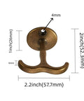 Antique Brass Zinc Mounted Ceiling Hook with measurements: 2.2 in x 2 in. Part of 4 Pack Heavy Duty Coat Towel Robe Hangers.